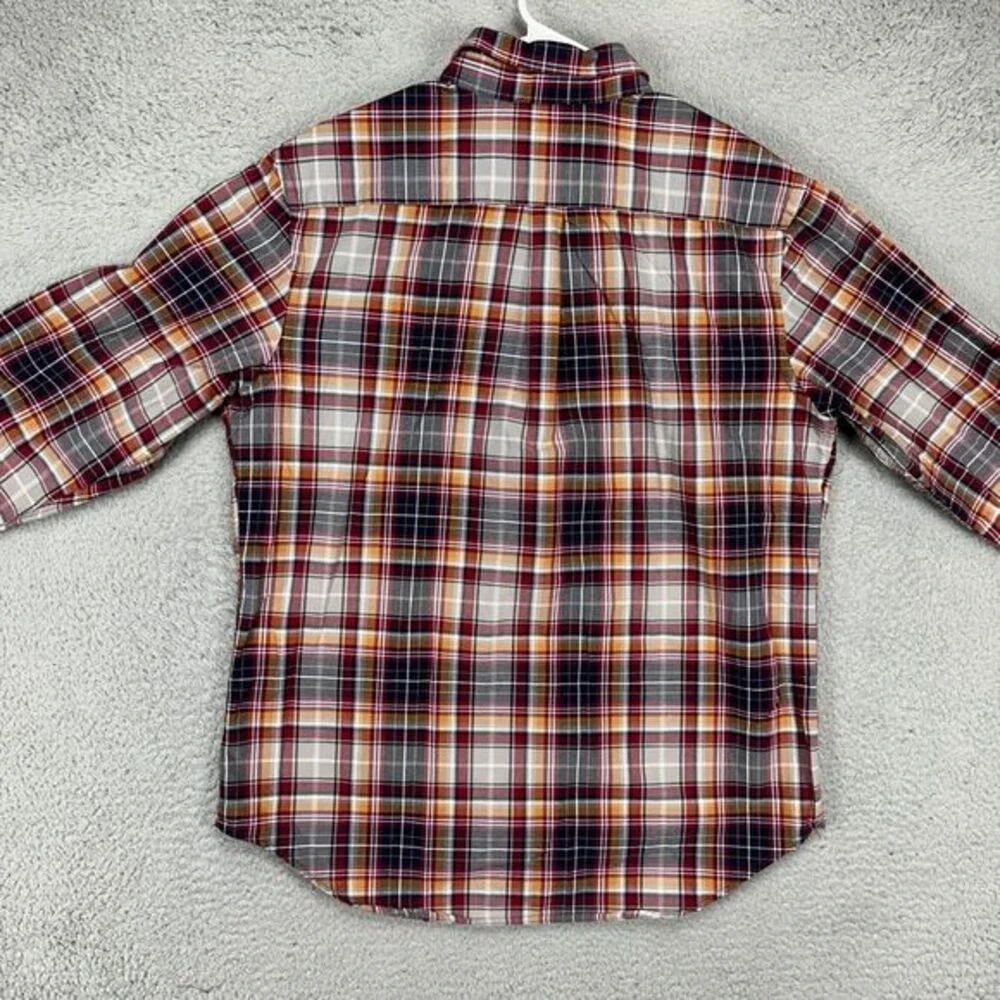 Banana Republic Button Down Shirt Adult Large Red Multi Plaid Long Sleeve Mens